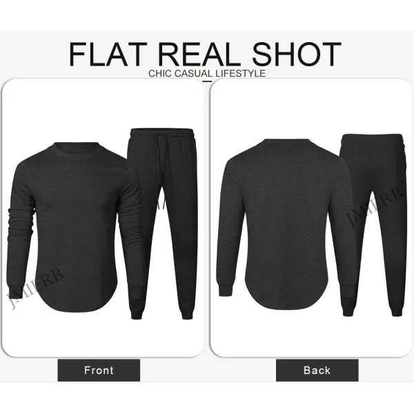JMIERR Men's 2 Piece Outfits Solid Color Cotton Pullover Sweatshirt Tracksuit &amp; Joggers Sweatpants Sweatsuit Set