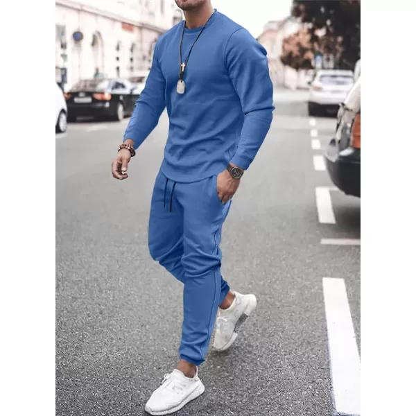 JMIERR Men's 2 Piece Outfits Solid Color Cotton Pullover Sweatshirt Tracksuit &amp; Joggers Sweatpants Sweatsuit Set