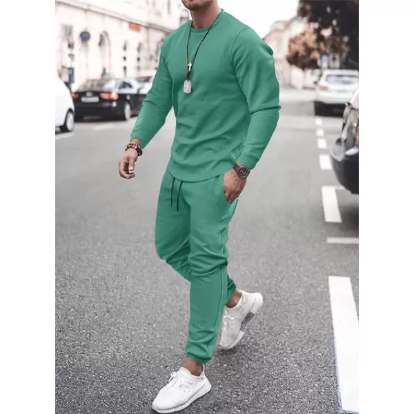 JMIERR Men's 2 Piece Outfits Solid Color Cotton Pullover Sweatshirt Tracksuit &amp; Joggers Sweatpants Sweatsuit Set