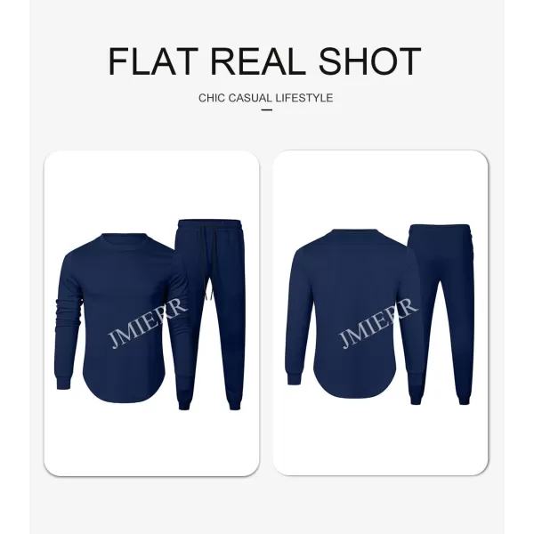 JMIERR Men's 2 Piece Outfits Solid Color Cotton Pullover Sweatshirt Tracksuit &amp; Joggers Sweatpants Sweatsuit Set