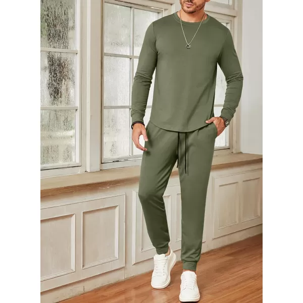 JMIERR Men's 2 Piece Outfits Solid Color Cotton Pullover Sweatshirt Tracksuit &amp; Joggers Sweatpants Sweatsuit Set