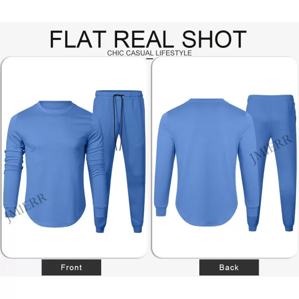 JMIERR Men's 2 Piece Outfits Solid Color Cotton Pullover Sweatshirt Tracksuit &amp; Joggers Sweatpants Sweatsuit Set