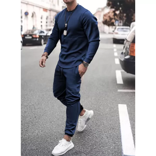 JMIERR Men's 2 Piece Outfits Solid Color Cotton Pullover Sweatshirt Tracksuit &amp; Joggers Sweatpants Sweatsuit Set