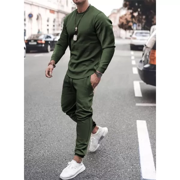 JMIERR Men's 2 Piece Outfits Solid Color Cotton Pullover Sweatshirt Tracksuit &amp; Joggers Sweatpants Sweatsuit Set