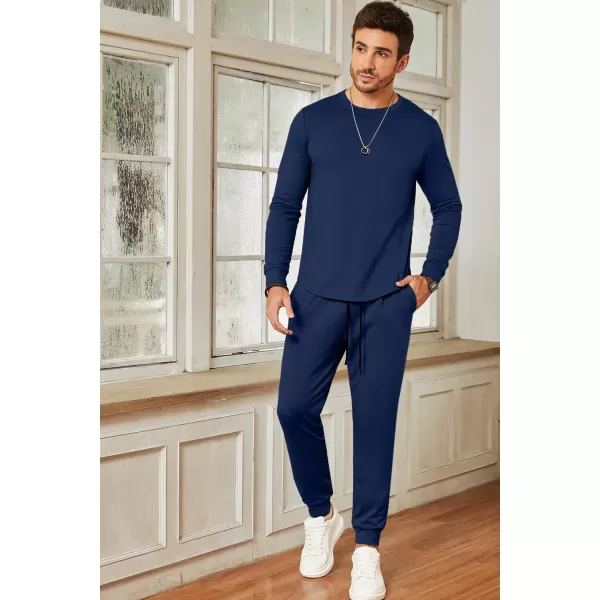 JMIERR Men's 2 Piece Outfits Solid Color Cotton Pullover Sweatshirt Tracksuit &amp; Joggers Sweatpants Sweatsuit Set