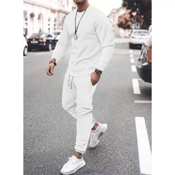 JMIERR Men's 2 Piece Outfits Solid Color Cotton Pullover Sweatshirt Tracksuit &amp; Joggers Sweatpants Sweatsuit Set
