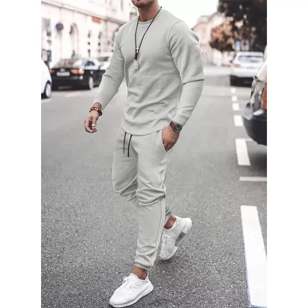 JMIERR Men's 2 Piece Outfits Solid Color Cotton Pullover Sweatshirt Tracksuit &amp; Joggers Sweatpants Sweatsuit Set