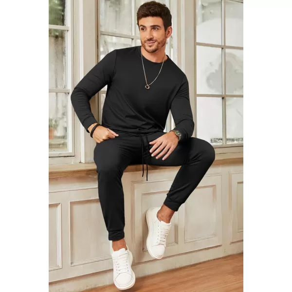 JMIERR Men's 2 Piece Outfits Solid Color Cotton Pullover Sweatshirt Tracksuit &amp; Joggers Sweatpants Sweatsuit Set