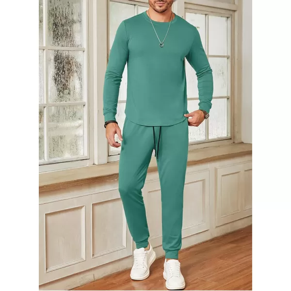 JMIERR Men's 2 Piece Outfits Solid Color Cotton Pullover Sweatshirt Tracksuit &amp; Joggers Sweatpants Sweatsuit Set
