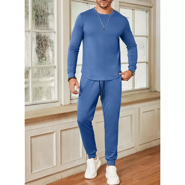 JMIERR Men's 2 Piece Outfits Solid Color Cotton Pullover Sweatshirt Tracksuit &amp; Joggers Sweatpants Sweatsuit Set