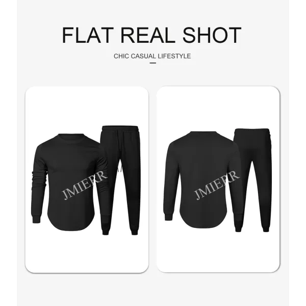 JMIERR Men's 2 Piece Outfits Solid Color Cotton Pullover Sweatshirt Tracksuit &amp; Joggers Sweatpants Sweatsuit Set