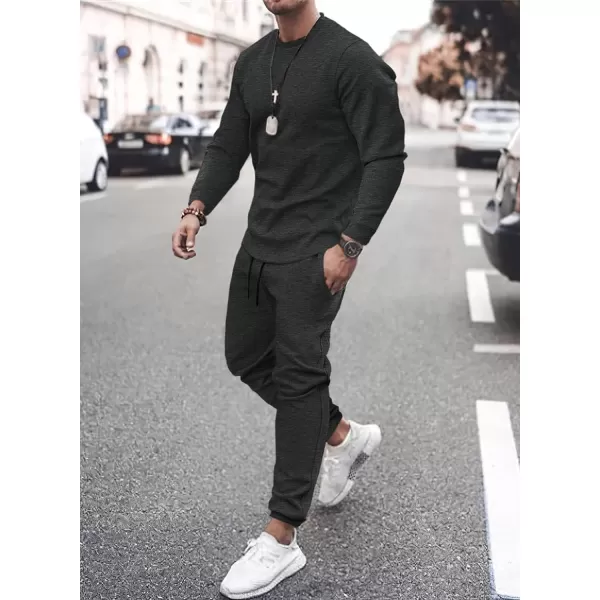 JMIERR Men's 2 Piece Outfits Solid Color Cotton Pullover Sweatshirt Tracksuit &amp; Joggers Sweatpants Sweatsuit Set