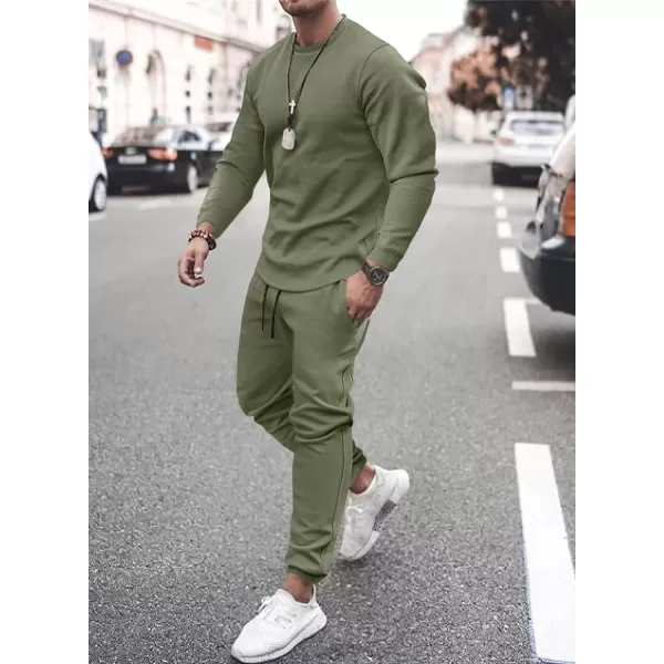 JMIERR Men's 2 Piece Outfits Solid Color Cotton Pullover Sweatshirt Tracksuit &amp; Joggers Sweatpants Sweatsuit Set