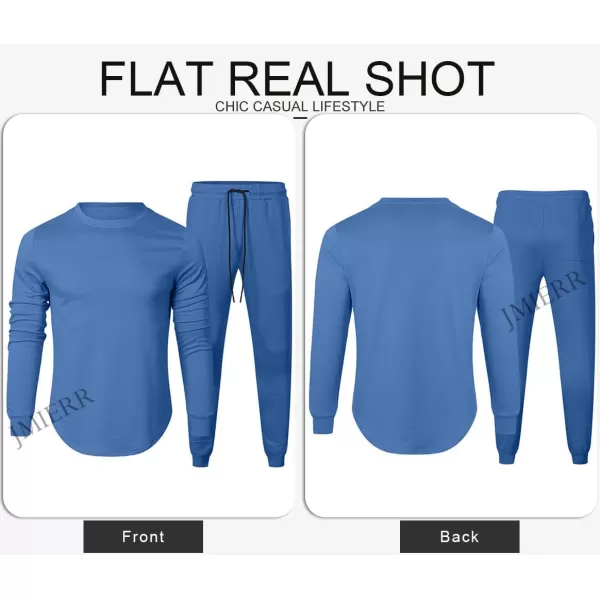 JMIERR Men's 2 Piece Outfits Solid Color Cotton Pullover Sweatshirt Tracksuit &amp; Joggers Sweatpants Sweatsuit Set