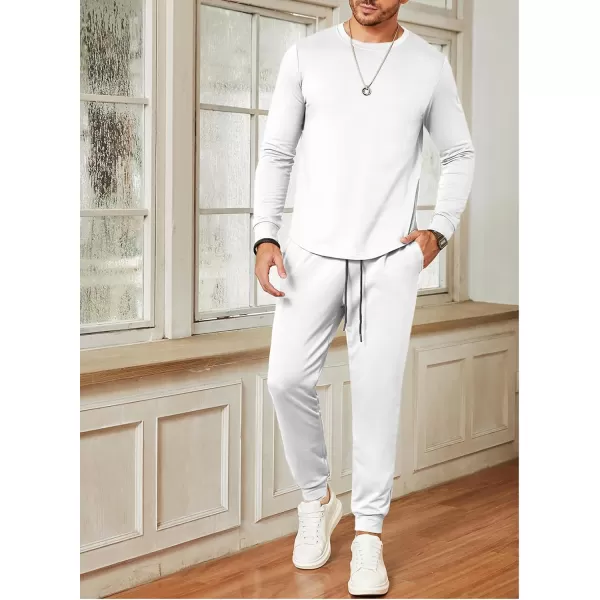 JMIERR Men's 2 Piece Outfits Solid Color Cotton Pullover Sweatshirt Tracksuit &amp; Joggers Sweatpants Sweatsuit Set