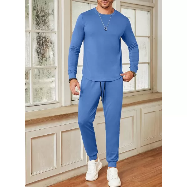 JMIERR Men's 2 Piece Outfits Solid Color Cotton Pullover Sweatshirt Tracksuit &amp; Joggers Sweatpants Sweatsuit Set