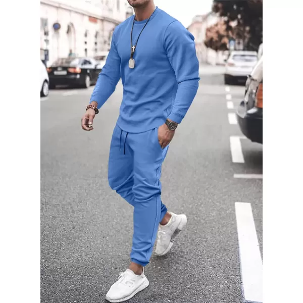 JMIERR Men's 2 Piece Outfits Solid Color Cotton Pullover Sweatshirt Tracksuit &amp; Joggers Sweatpants Sweatsuit Set