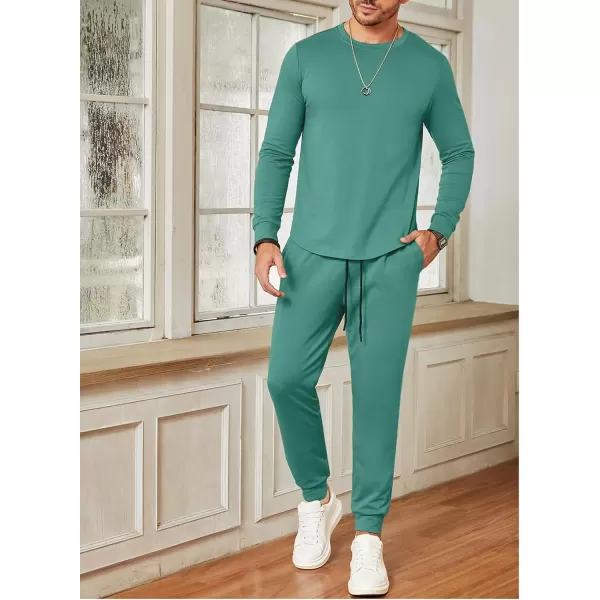 JMIERR Men's 2 Piece Outfits Solid Color Cotton Pullover Sweatshirt Tracksuit &amp; Joggers Sweatpants Sweatsuit Set