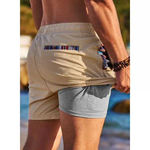JMIERR Mens 2 in 1 Hybrid Shorts Summer Quick Dry Beach Stretch Waist Running Athletic Gym Short with Compression Liner