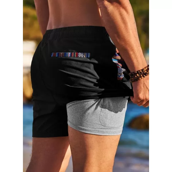 JMIERR Mens 2 in 1 Hybrid Shorts Summer Quick Dry Beach Stretch Waist Running Athletic Gym Short with Compression Liner