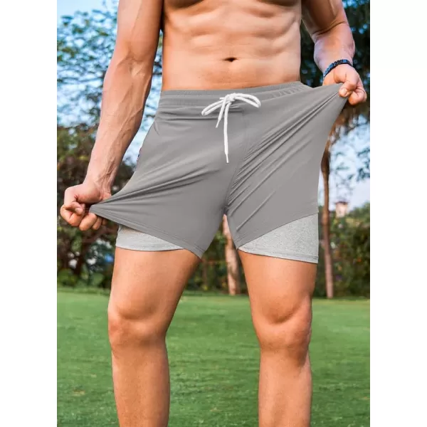 JMIERR Mens 2 in 1 Hybrid Shorts Summer Quick Dry Beach Stretch Waist Running Athletic Gym Short with Compression Liner