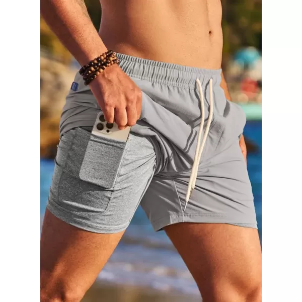 JMIERR Mens 2 in 1 Hybrid Shorts Summer Quick Dry Beach Stretch Waist Running Athletic Gym Short with Compression Liner