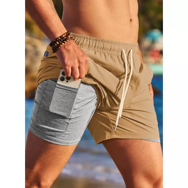 JMIERR Mens 2 in 1 Hybrid Shorts Summer Quick Dry Beach Stretch Waist Running Athletic Gym Short with Compression Liner