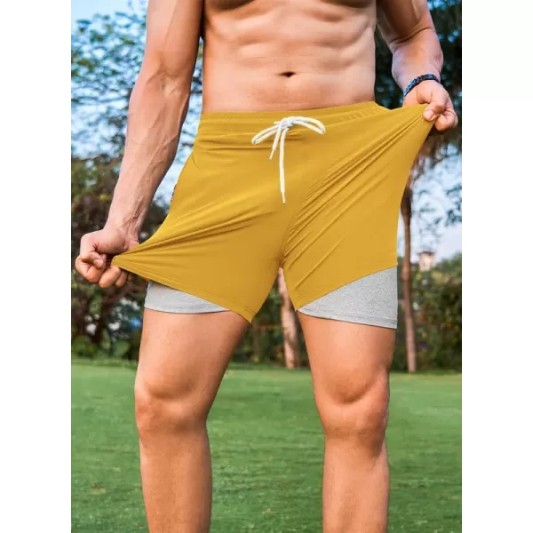 JMIERR Mens 2 in 1 Hybrid Shorts Summer Quick Dry Beach Stretch Waist Running Athletic Gym Short with Compression Liner