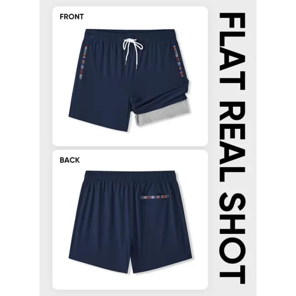 JMIERR Mens 2 in 1 Hybrid Shorts Summer Quick Dry Beach Stretch Waist Running Athletic Gym Short with Compression Liner
