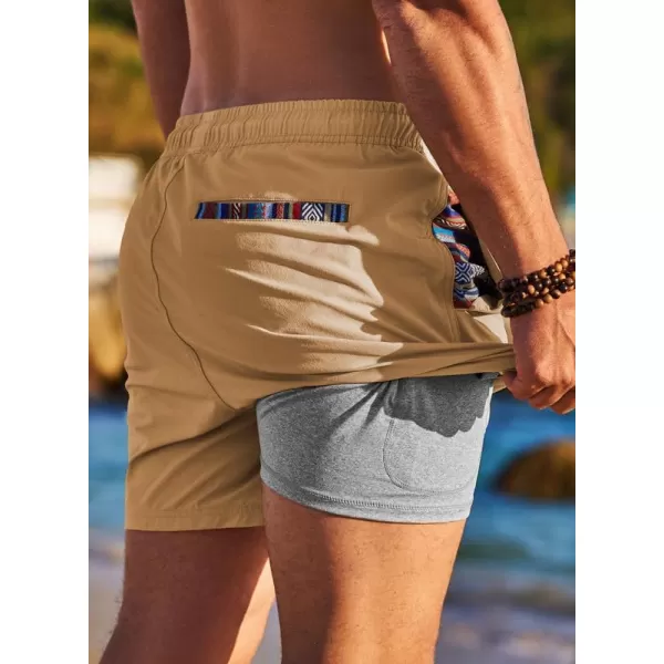 JMIERR Mens 2 in 1 Hybrid Shorts Summer Quick Dry Beach Stretch Waist Running Athletic Gym Short with Compression Liner