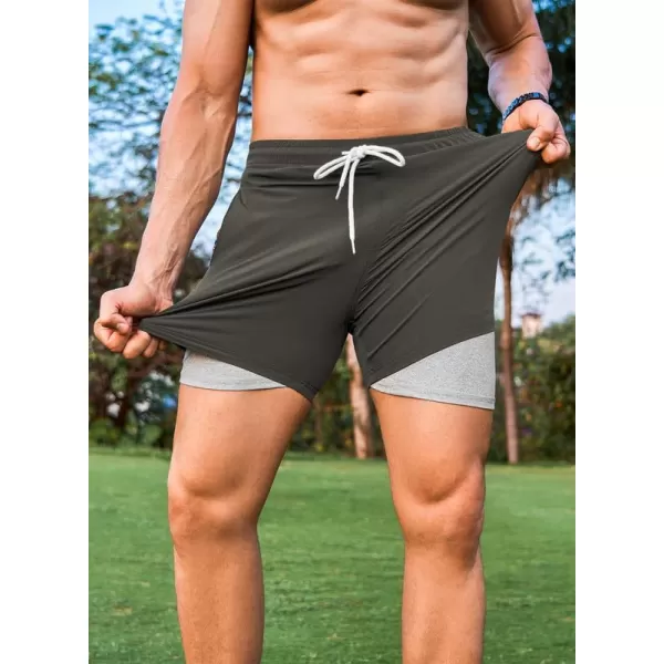 JMIERR Mens 2 in 1 Hybrid Shorts Summer Quick Dry Beach Stretch Waist Running Athletic Gym Short with Compression Liner