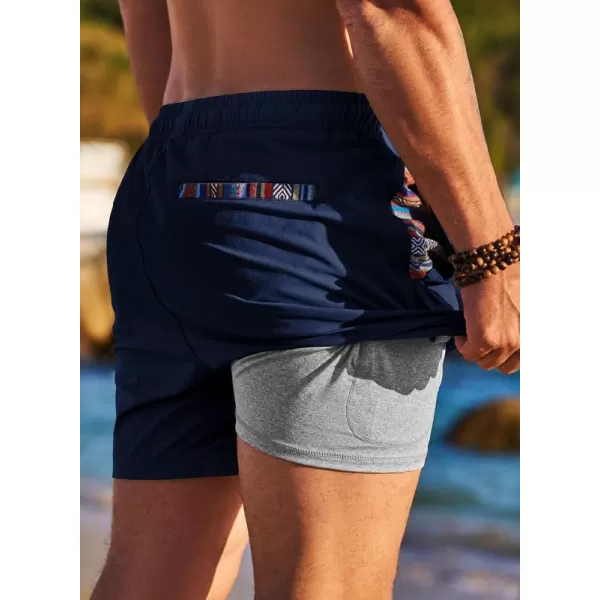 JMIERR Mens 2 in 1 Hybrid Shorts Summer Quick Dry Beach Stretch Waist Running Athletic Gym Short with Compression Liner