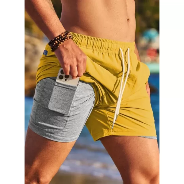 JMIERR Mens 2 in 1 Hybrid Shorts Summer Quick Dry Beach Stretch Waist Running Athletic Gym Short with Compression Liner