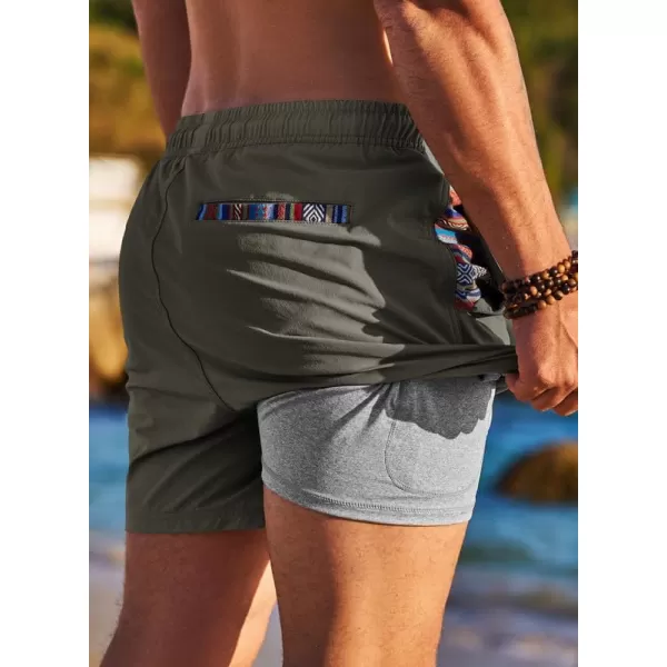 JMIERR Mens 2 in 1 Hybrid Shorts Summer Quick Dry Beach Stretch Waist Running Athletic Gym Short with Compression Liner