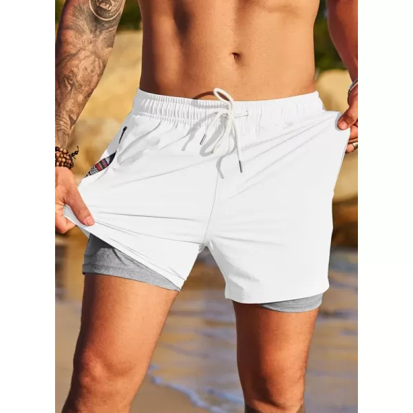 JMIERR Men's 2 in 1 Hybrid Shorts Summer Quick Dry Running Athletic Stretch Gym Beach Short with Compression Liner