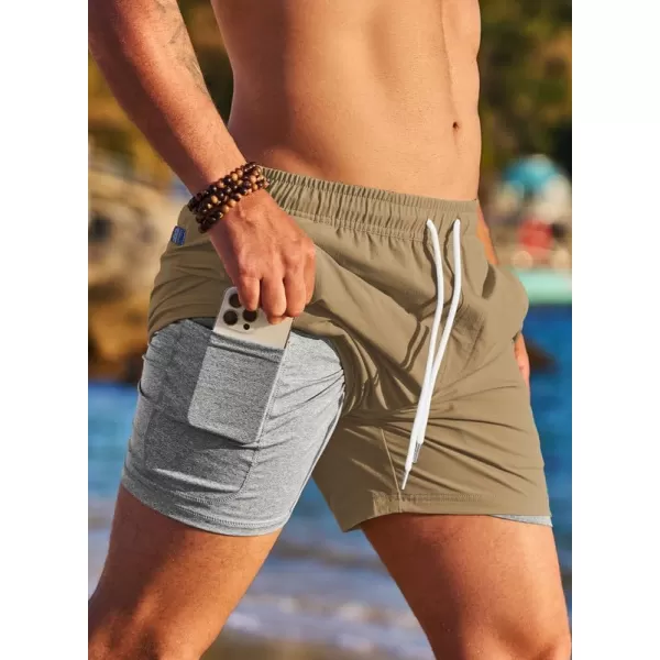JMIERR Men's 2 in 1 Hybrid Shorts Summer Quick Dry Running Athletic Stretch Gym Beach Short with Compression Liner