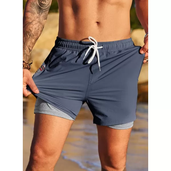 JMIERR Men's 2 in 1 Hybrid Shorts Summer Quick Dry Running Athletic Stretch Gym Beach Short with Compression Liner
