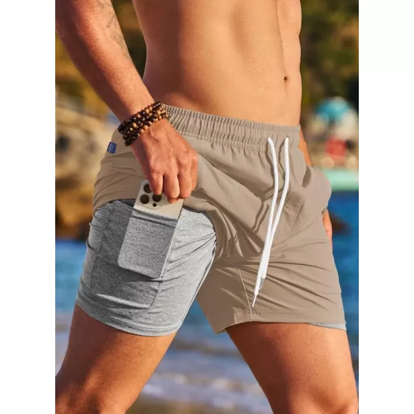 JMIERR Men's 2 in 1 Hybrid Shorts Summer Quick Dry Running Athletic Stretch Gym Beach Short with Compression Liner