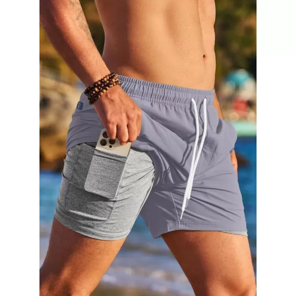 JMIERR Men's 2 in 1 Hybrid Shorts Summer Quick Dry Running Athletic Stretch Gym Beach Short with Compression Liner