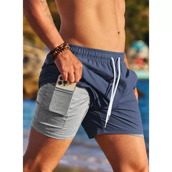 JMIERR Men's 2 in 1 Hybrid Shorts Summer Quick Dry Running Athletic Stretch Gym Beach Short with Compression Liner