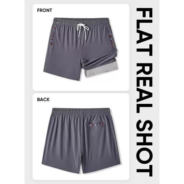 JMIERR Men's 2 in 1 Hybrid Shorts Summer Quick Dry Running Athletic Stretch Gym Beach Short with Compression Liner