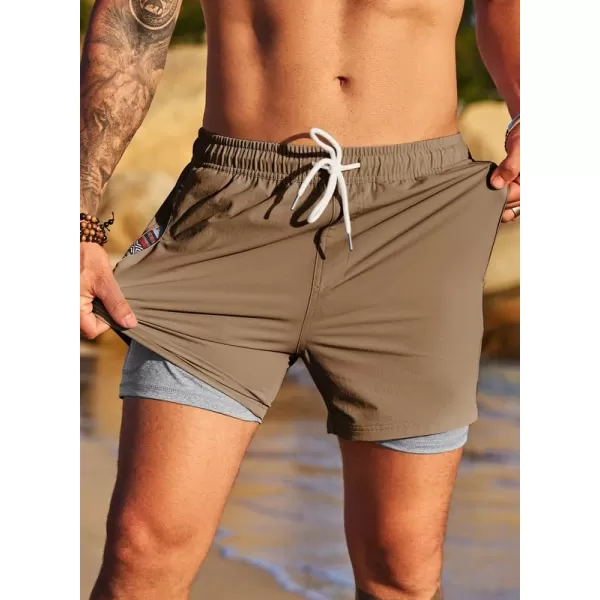 JMIERR Men's 2 in 1 Hybrid Shorts Summer Quick Dry Running Athletic Stretch Gym Beach Short with Compression Liner