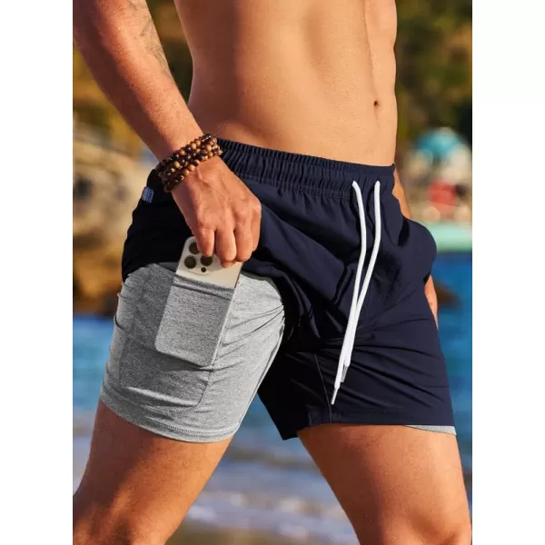 JMIERR Men's 2 in 1 Hybrid Shorts Summer Quick Dry Running Athletic Stretch Gym Beach Short with Compression Liner