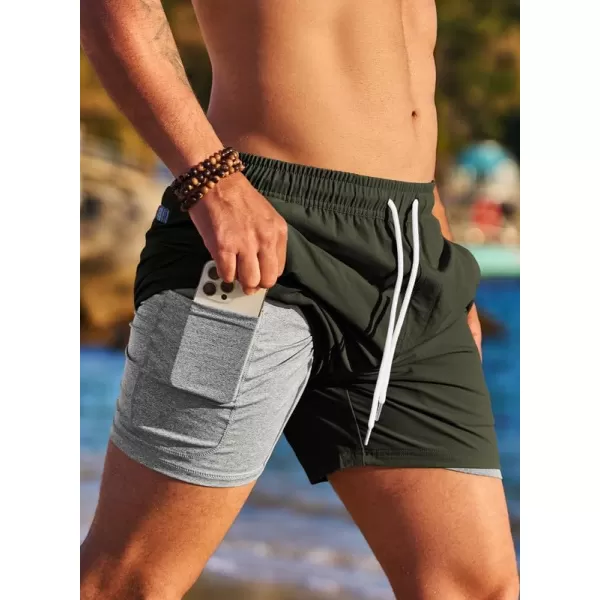JMIERR Men's 2 in 1 Hybrid Shorts Summer Quick Dry Running Athletic Stretch Gym Beach Short with Compression Liner