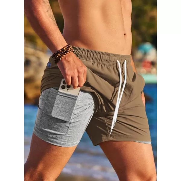 JMIERR Men's 2 in 1 Hybrid Shorts Summer Quick Dry Running Athletic Stretch Gym Beach Short with Compression Liner
