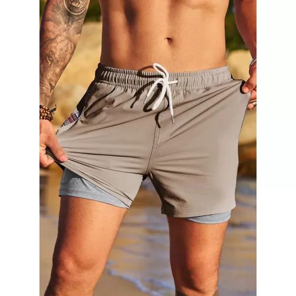 JMIERR Men's 2 in 1 Hybrid Shorts Summer Quick Dry Running Athletic Stretch Gym Beach Short with Compression Liner