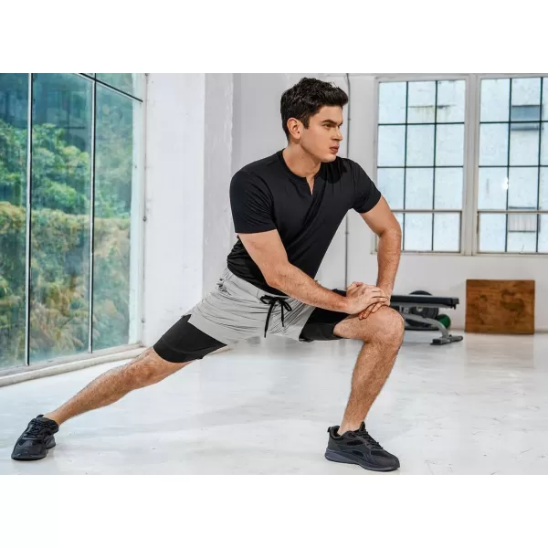 JMIERR Mens 2 in 1 Running Shorts 5" Quick Dry Athletic Workout Shorts with Compression Liner Zip Pockets and Towel Loop