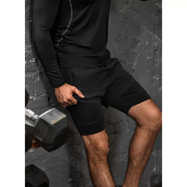 JMIERR Mens 2 in 1 Running Shorts 5" Quick Dry Athletic Workout Shorts with Compression Liner Zip Pockets and Towel Loop