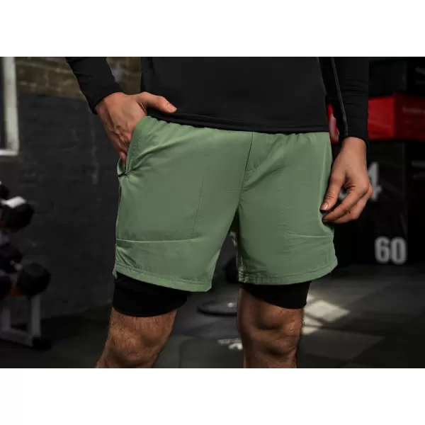 JMIERR Mens 2 in 1 Running Shorts 5" Quick Dry Athletic Workout Shorts with Compression Liner Zip Pockets and Towel Loop