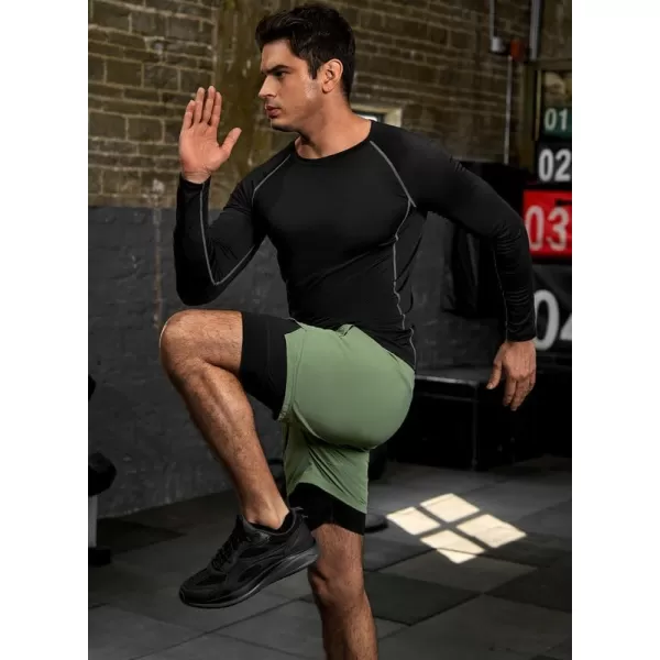 JMIERR Mens 2 in 1 Running Shorts 5" Quick Dry Athletic Workout Shorts with Compression Liner Zip Pockets and Towel Loop
